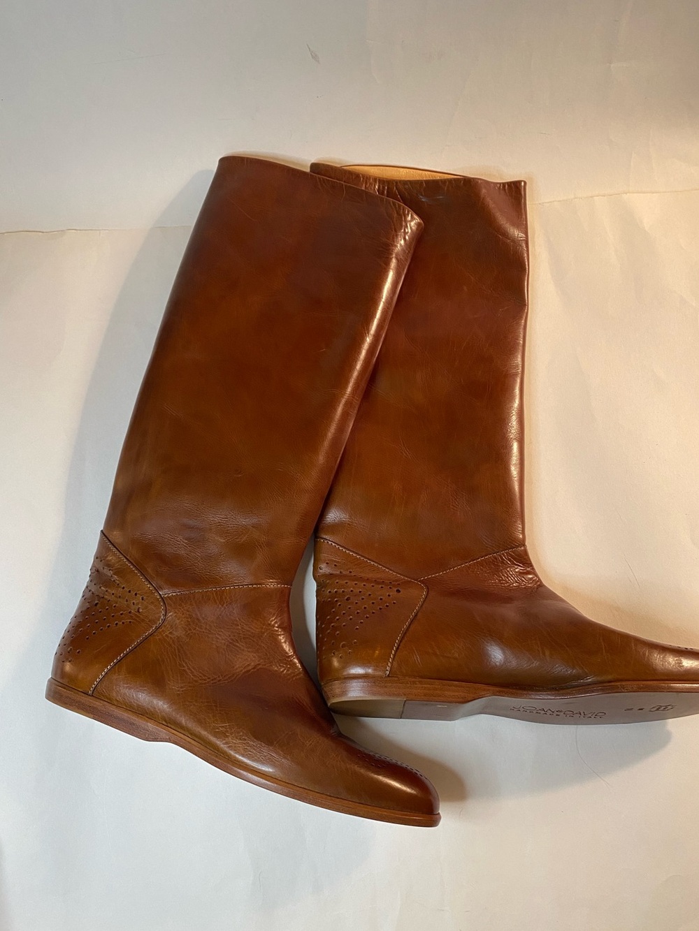 Joan & David Tall Leather Riding Boots - Chestnut Brown